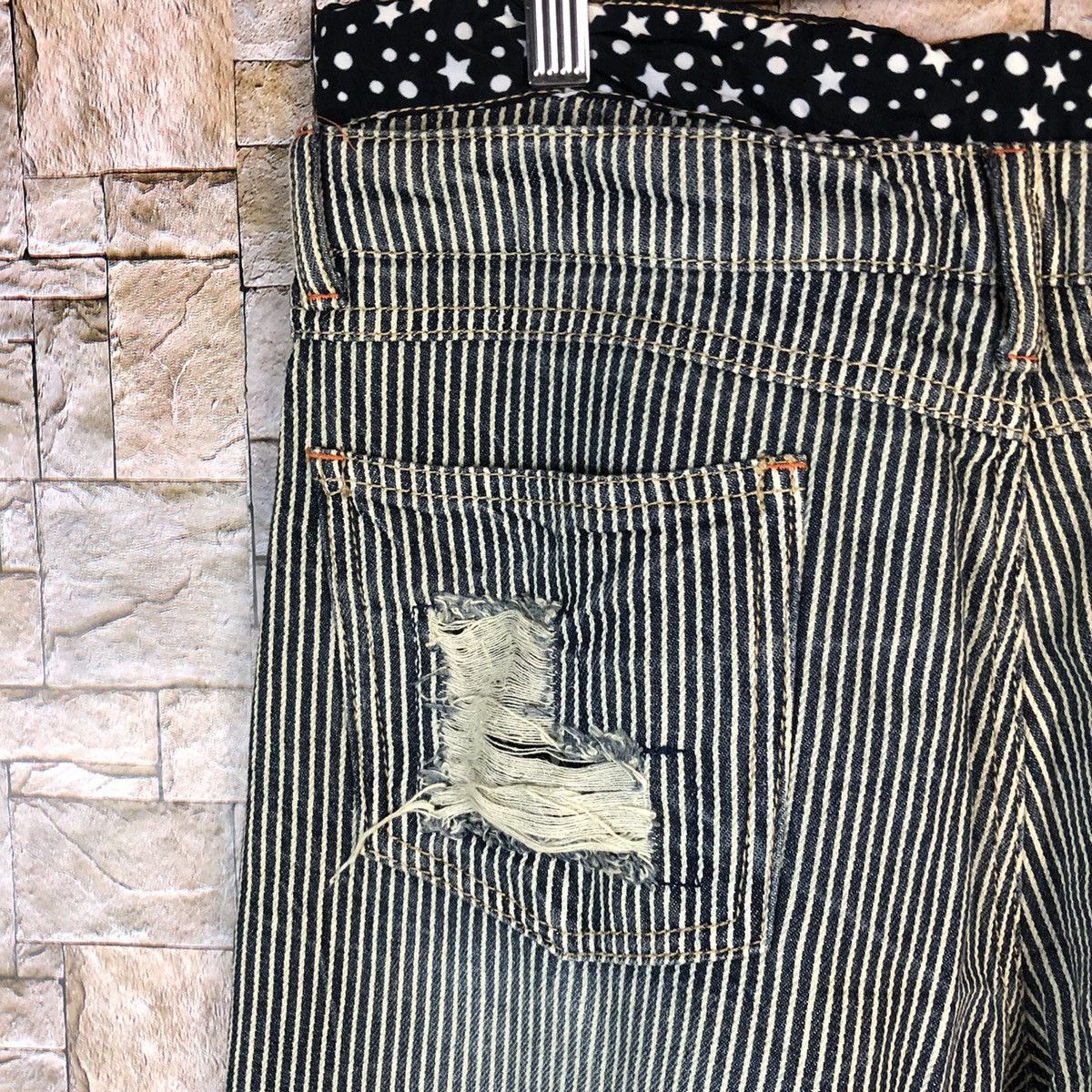 Japanese Brand Japan double waist Stripe Distressed cargo Pants #A1021 Size US 29 - 17 Thumbnail