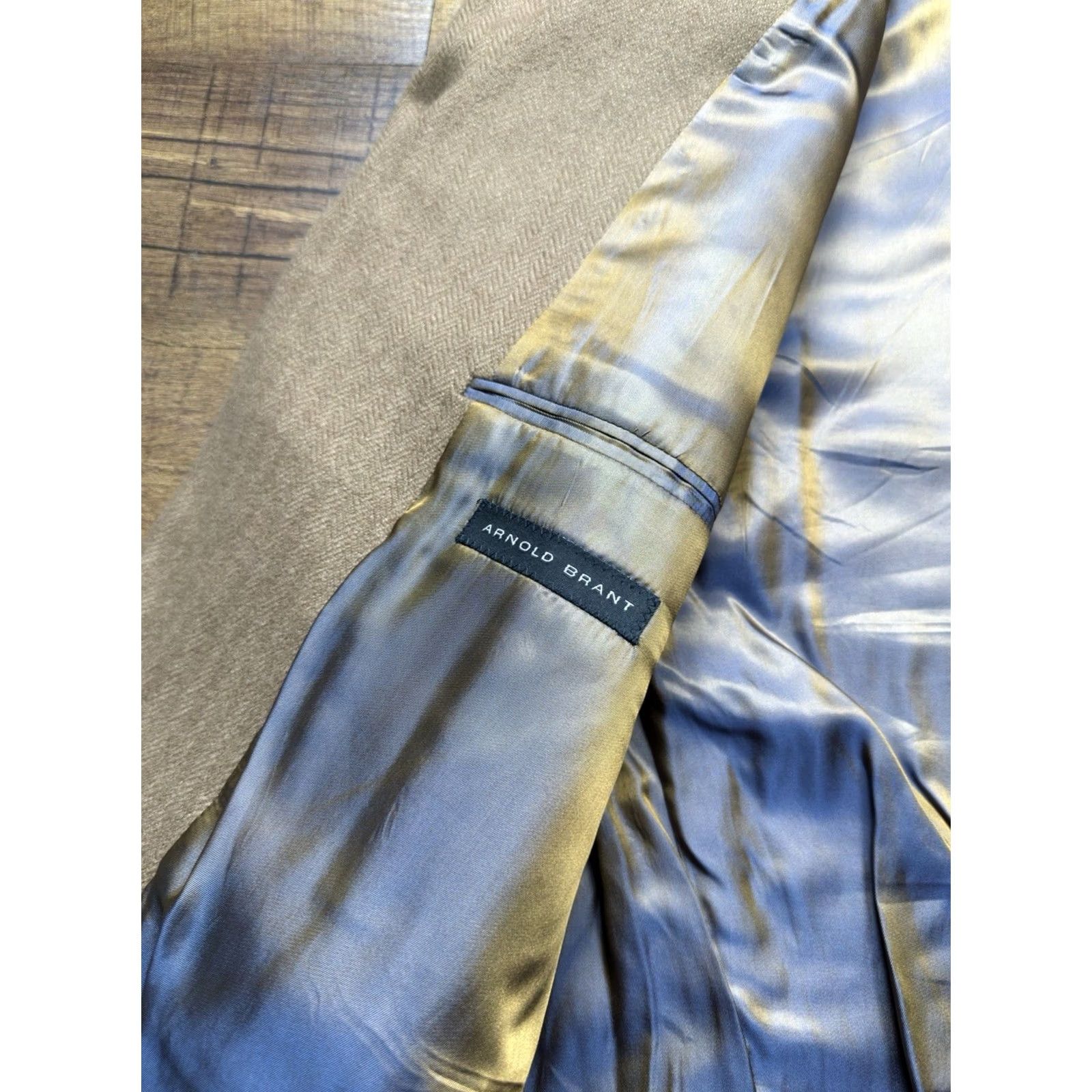 Camel Arnold Brant 100% Camel Hair Herringbone Blazer Mens Jacket - Size 46R Brown Size 46R - 7 Thumbnail