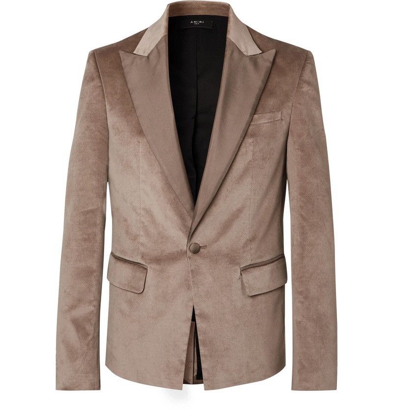 Amiri Amiri Beige Velvet Blazer Size 48R - 8 Thumbnail