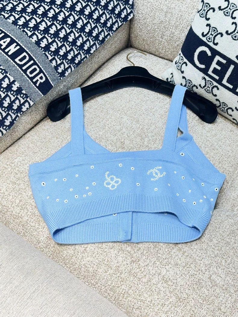 Chanel Chanel 23P blue 40 yards knitted logo vest Size S / US 4 / IT 40 - 3 Thumbnail