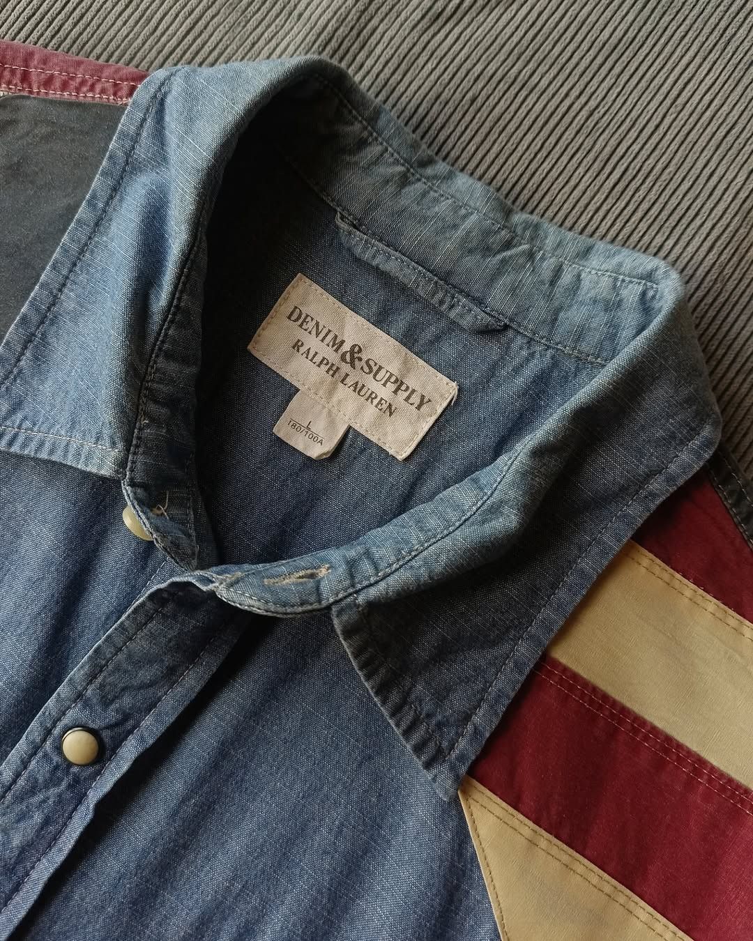 Denim & Supply Ralph Lauren × Designer × Ralph Lauren Denim & Supply RL American Flag Chambray Western Shirt Size US L / EU 52-54 / 3 - 4 Thumbnail