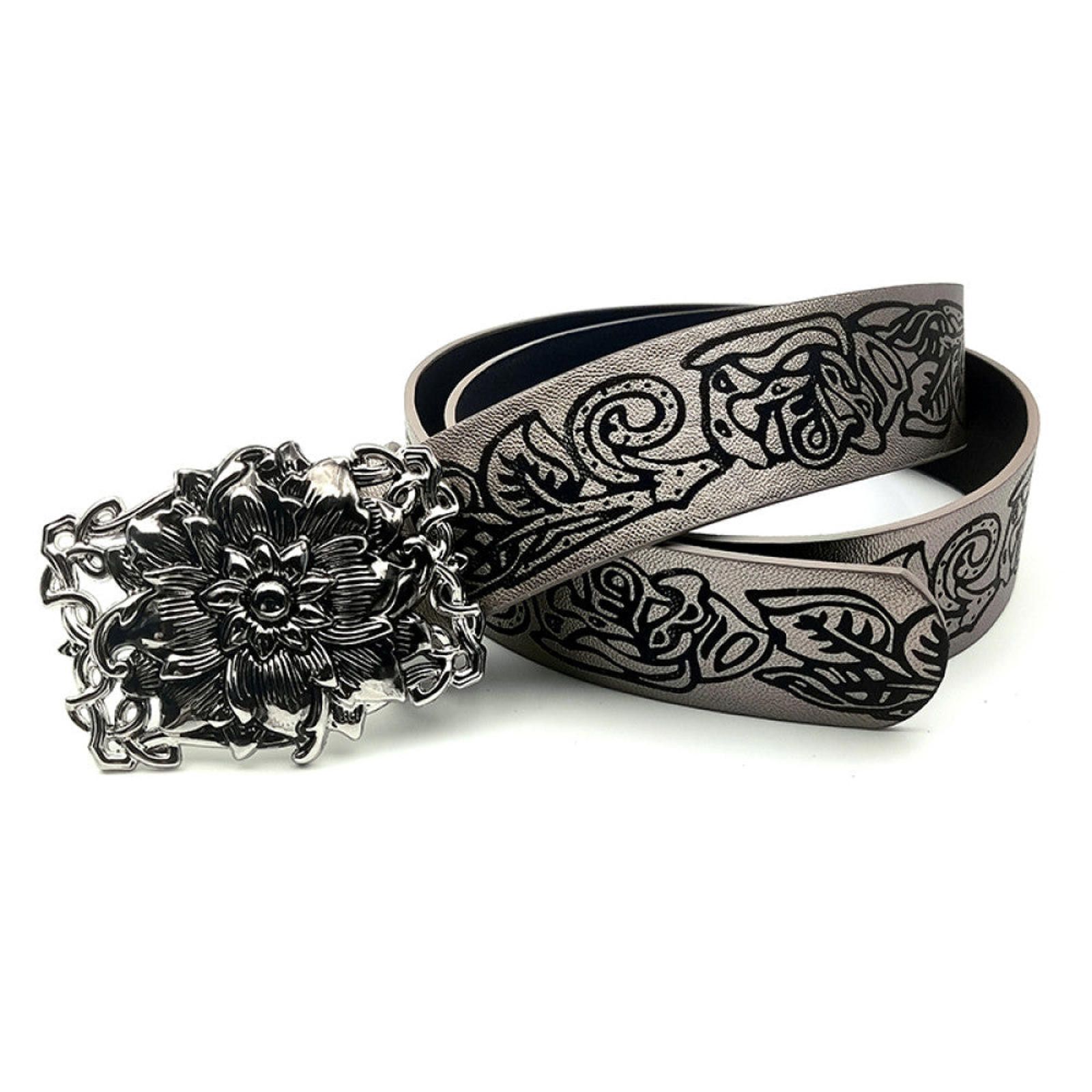 Other Floral Design Leather Belts with Unique Buckles Size ONE SIZE - 1 Thumbnail