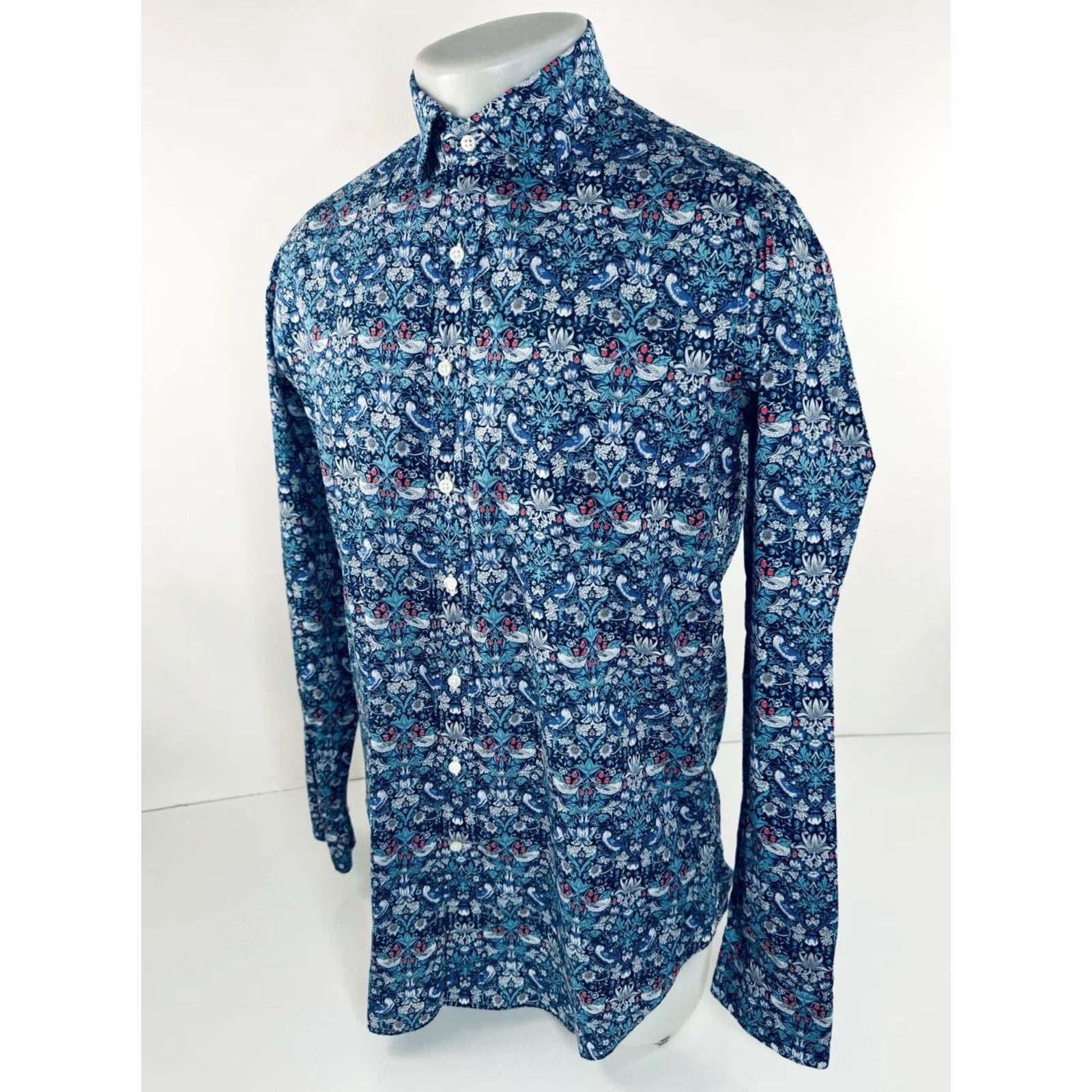 Sid Mashburn SID MASHBURN Shirt Mens M Blue Bird Floral Long Sleeve Size US M / EU 48-50 / 2 - 3 Thumbnail