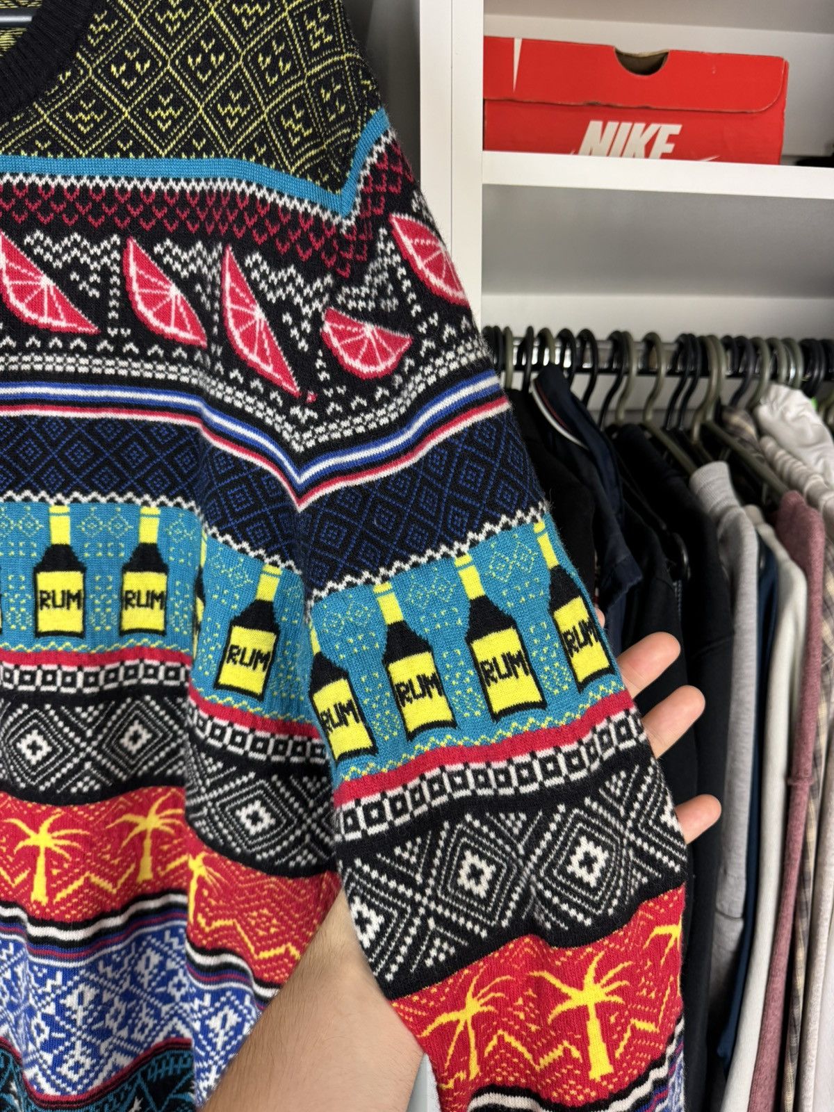 Diesel Diesel Rum Bottles & Tropical Palms Colorful Sweater Size US L / EU 52-54 / 3 - 10 Thumbnail
