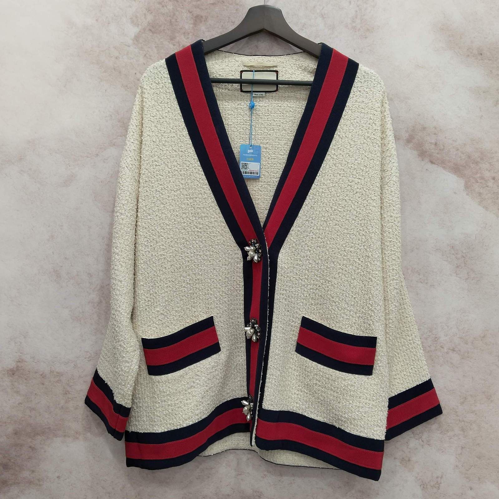 Gucci Gucci Web Trim Tweed Cardigan Size 40 Size S / US 4 / IT 40 - 1 Thumbnail