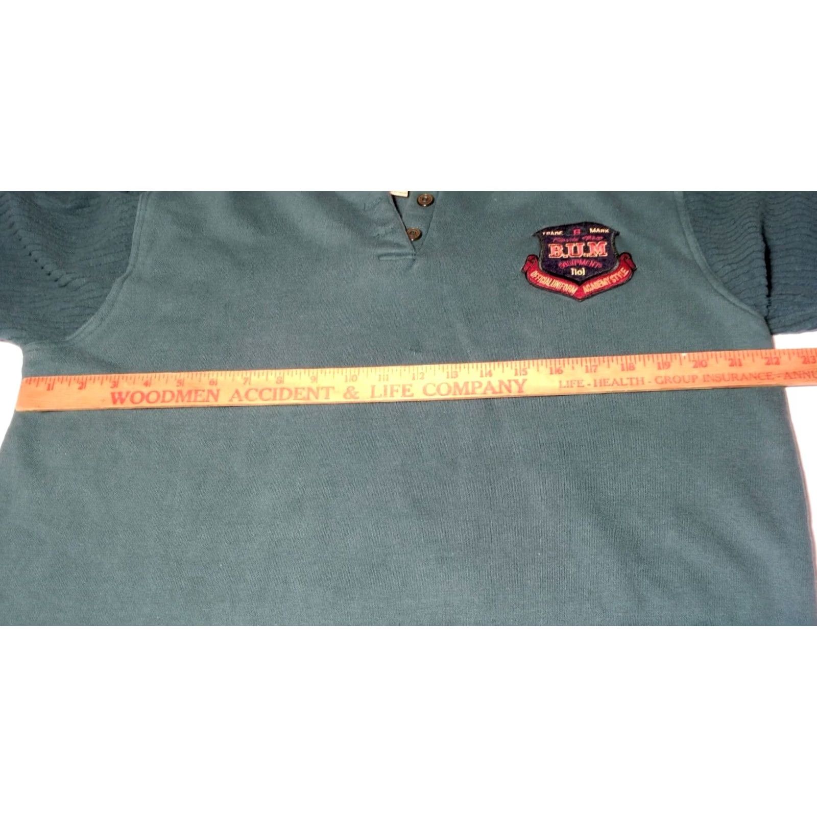 Vintage VINTAGE B.U.M. Equipment Sweatshirt Hoodie Green Large Pullover Embroidered Crest 90s Mens Regular Button Size US L / EU 52-54 / 3 - 6 Thumbnail
