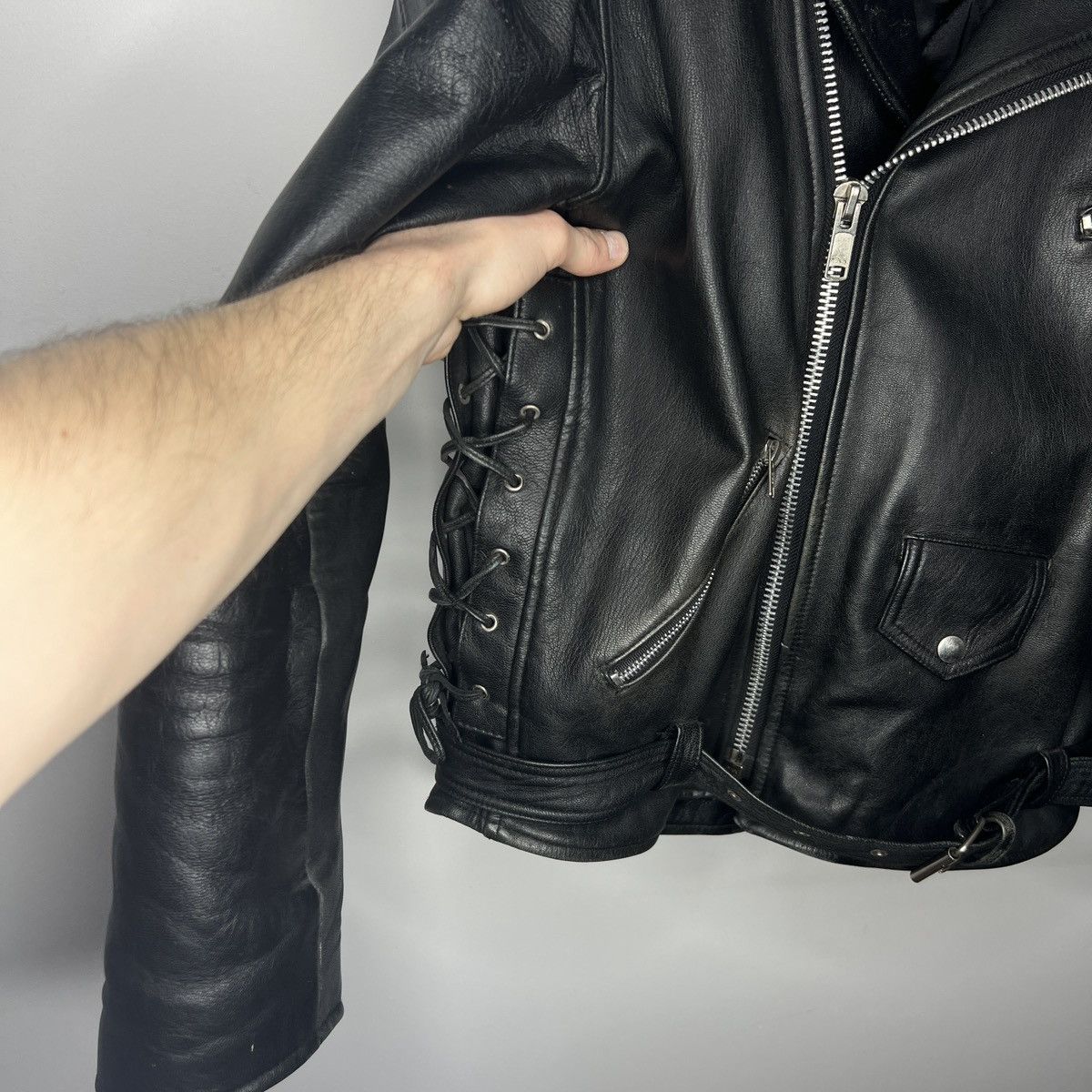 Harley Davidson × Vintage Vintage Rare Belt Y2K Moto Racing Leather Jacket Ramones 90s Size US XL / EU 56 / 4 - 8 Thumbnail