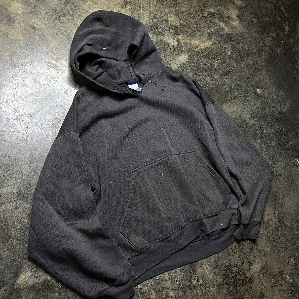 Vintage vintage thrashed black blank baggy hoodie Size US XL / EU 56 / 4 - 2 Thumbnail