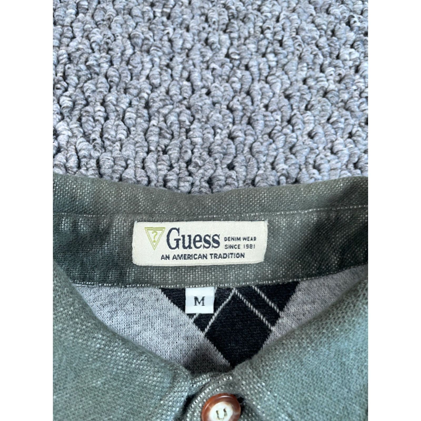 Guess VINTAGE 90s GUESS Argyle Sweater Adult Medium Gray Green Knit Casual Mens Size US M / EU 48-50 / 2 - 3 Thumbnail