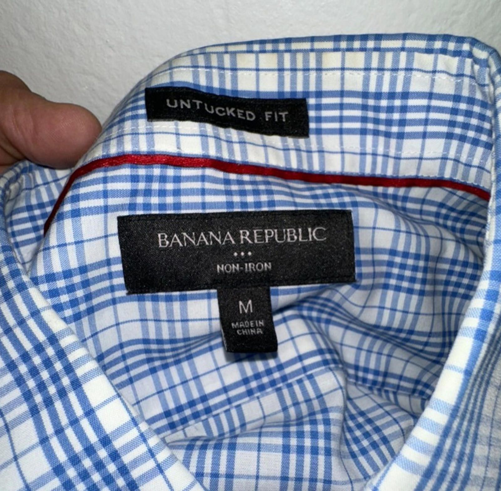 Banana Republic Banana Republic Men’s Dress Shirt – Blue & White Pattern M Size 38R - 3 Thumbnail