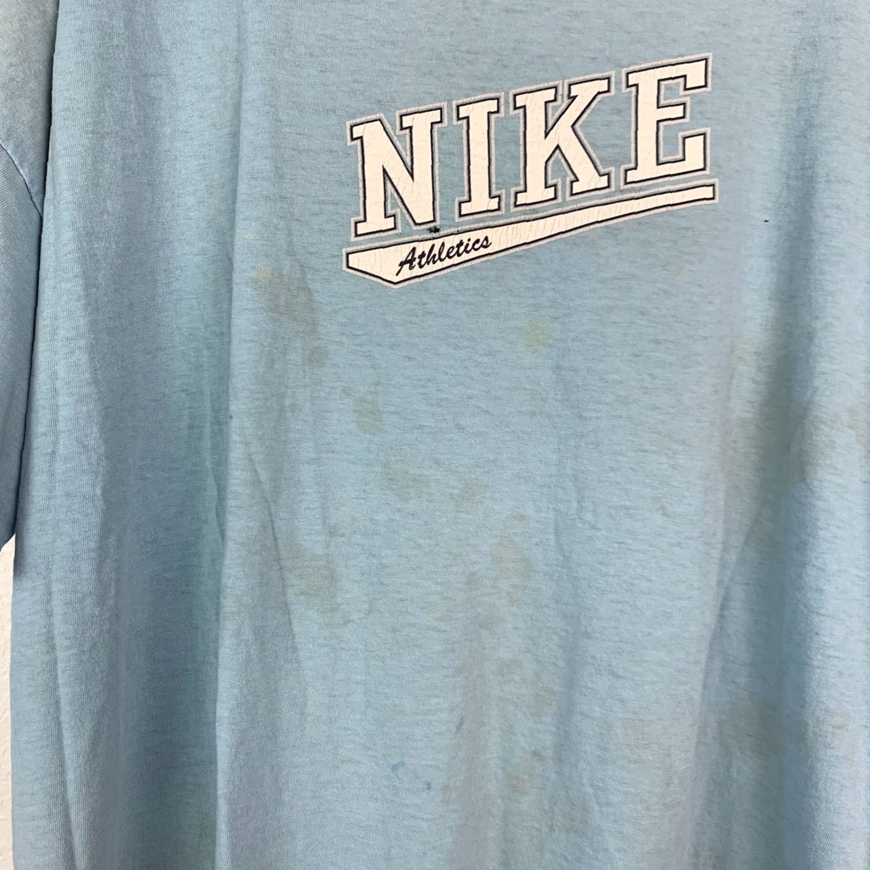 Nike VINTAGE Nike Athletics Blue Screenprint Tee T-Shirt Mens 3XL Size US XXL / EU 58 / 5 - 3 Thumbnail