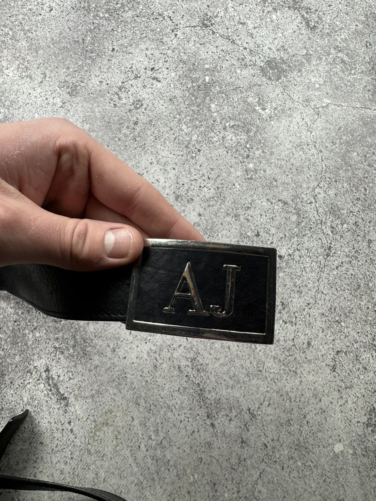 Armani Vintage Armani Jeans Leather Black Belt Rare Buckle Logo Size ONE SIZE - 7 Thumbnail