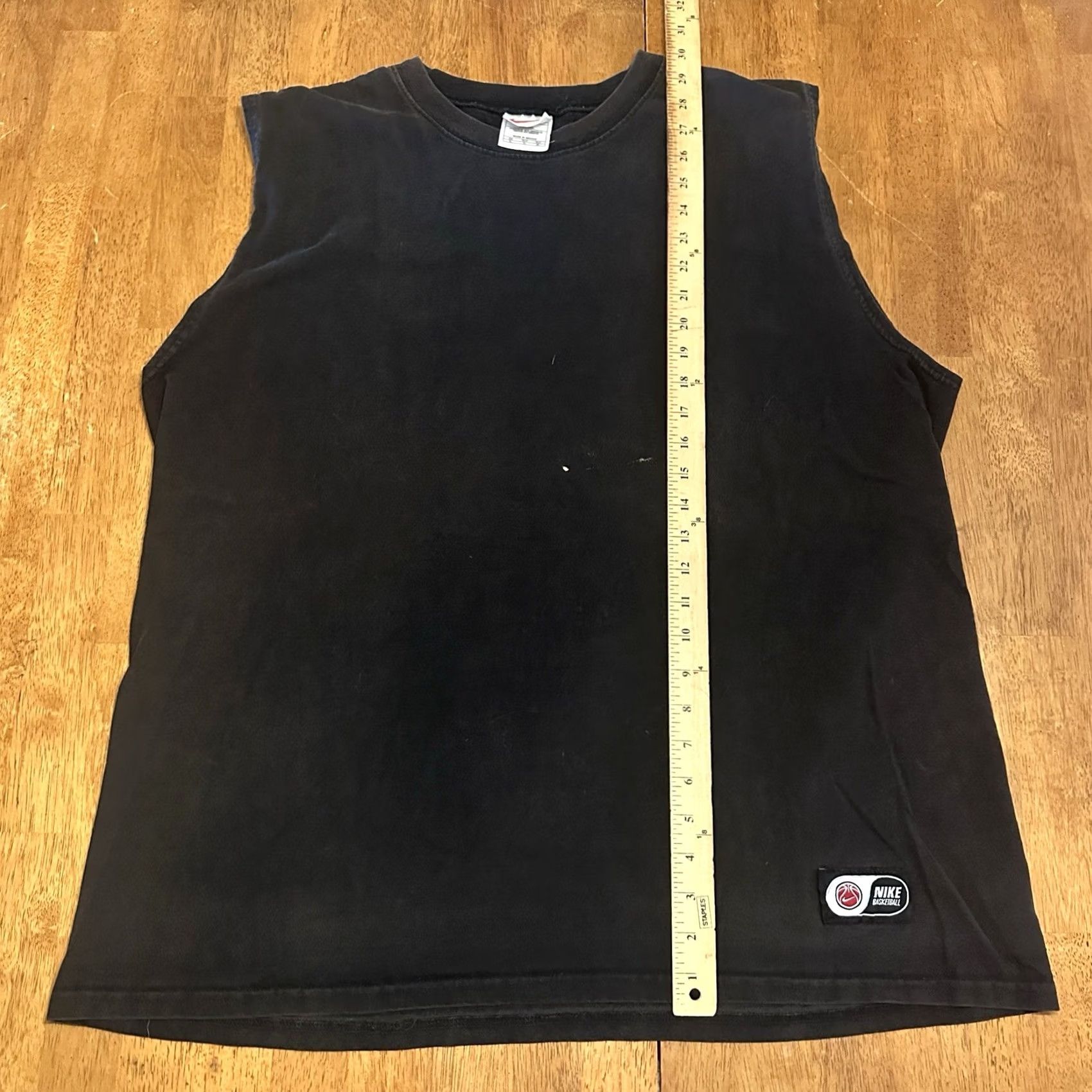 Nike VINTAGE Nike Basketball Tank Top Shirt XL Black Neck Center Swoosh Bleach Size US XL / EU 56 / 4 - 6 Thumbnail