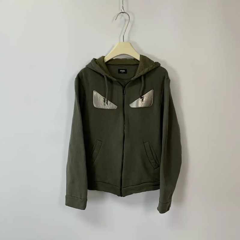 Fendi Fendi Men's Olive Green Zip-Up Hoodie Jacket 0089 Size US M / EU 48-50 / 2 - 1 Thumbnail