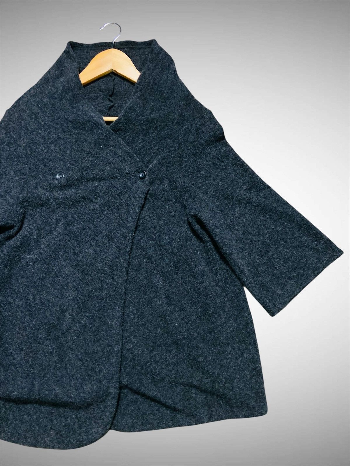Japanese Brand Peyton Place Dark Grey Wool Blend A-Line Cape Coat - Medium Size M / US 6-8 / IT 42-44 - 5 Thumbnail