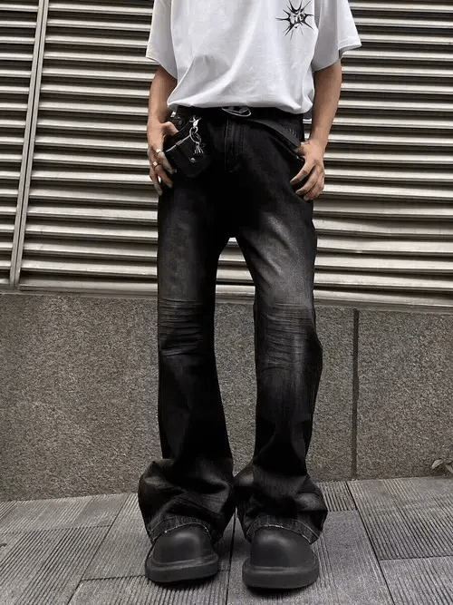 Japanese Brand × Jean Vintage high street baggy micro flared jeans Size US 30 / EU 46 - 1 Thumbnail