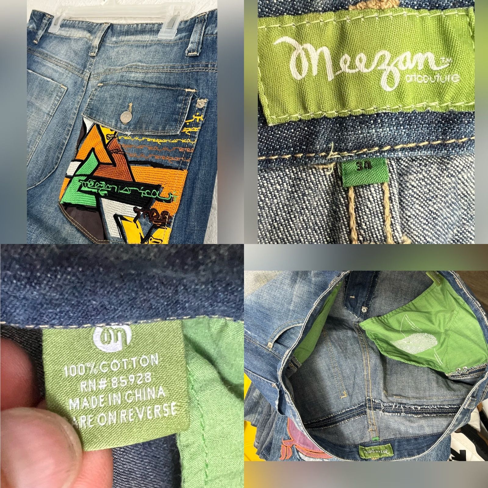 JNCO VINTAGE Meezan Jeans Mens 34x29 Medium Wash Jnco Style Denim Y2K Baggy Skater Shirt Size US 34 / EU 50 - 8 Thumbnail