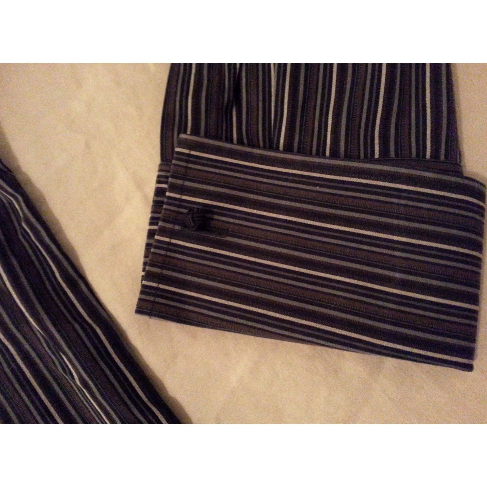Banana Republic Banana Republic Shirt Mens L Black Dress Stripes Cotton Long Button Size 42R - 4 Thumbnail