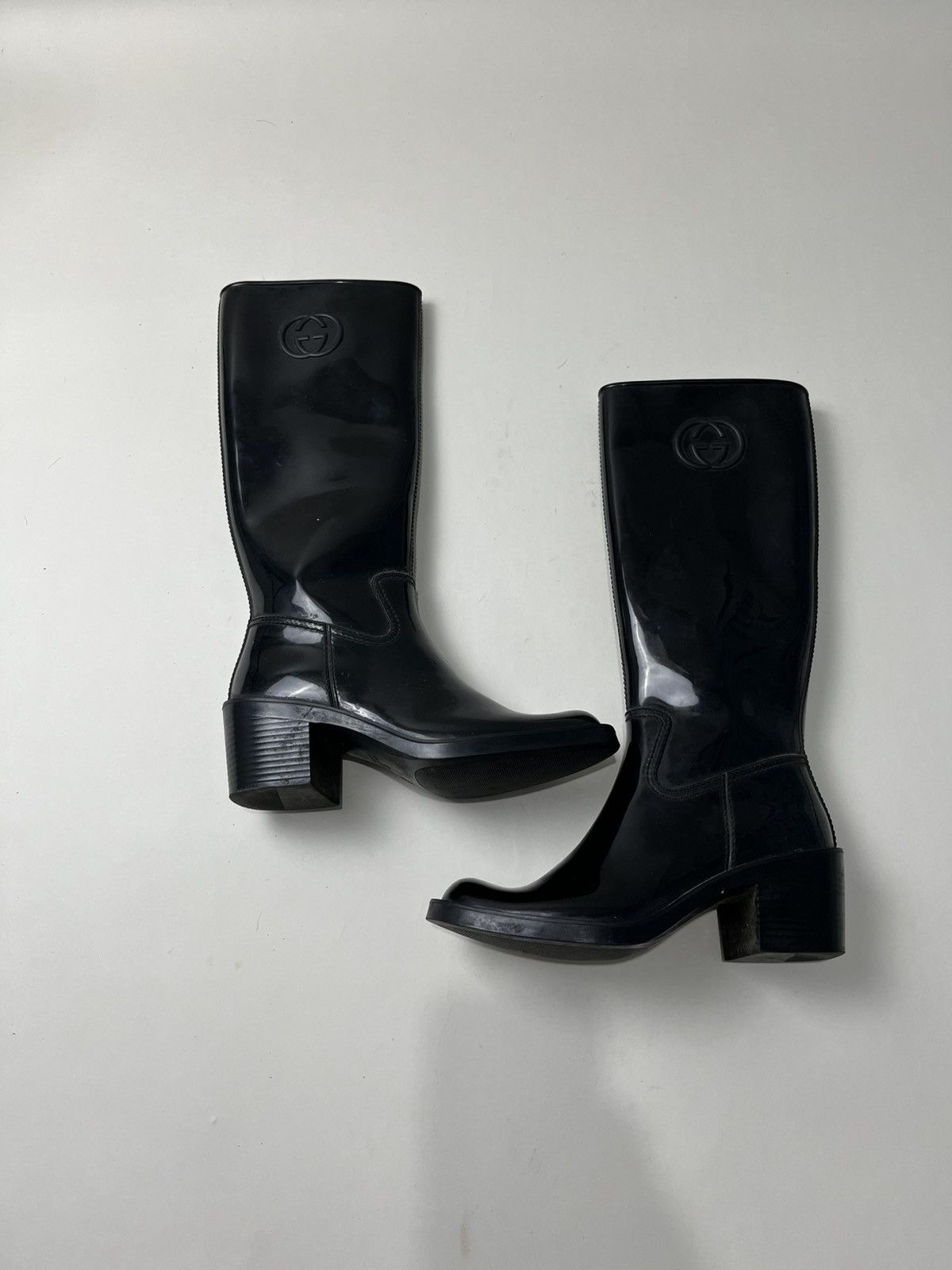 Gucci Gucci Black Rubber Rain Boots Size US 5 / IT 35 - 1 Thumbnail