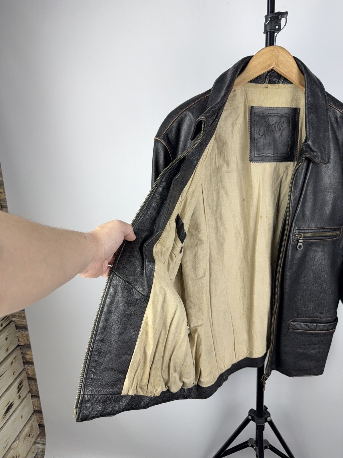 Vintage Rare Vintage Gipsy Real Leather Bikers Jacket Avant Garde Size US M / EU 48-50 / 2 - 14 Thumbnail