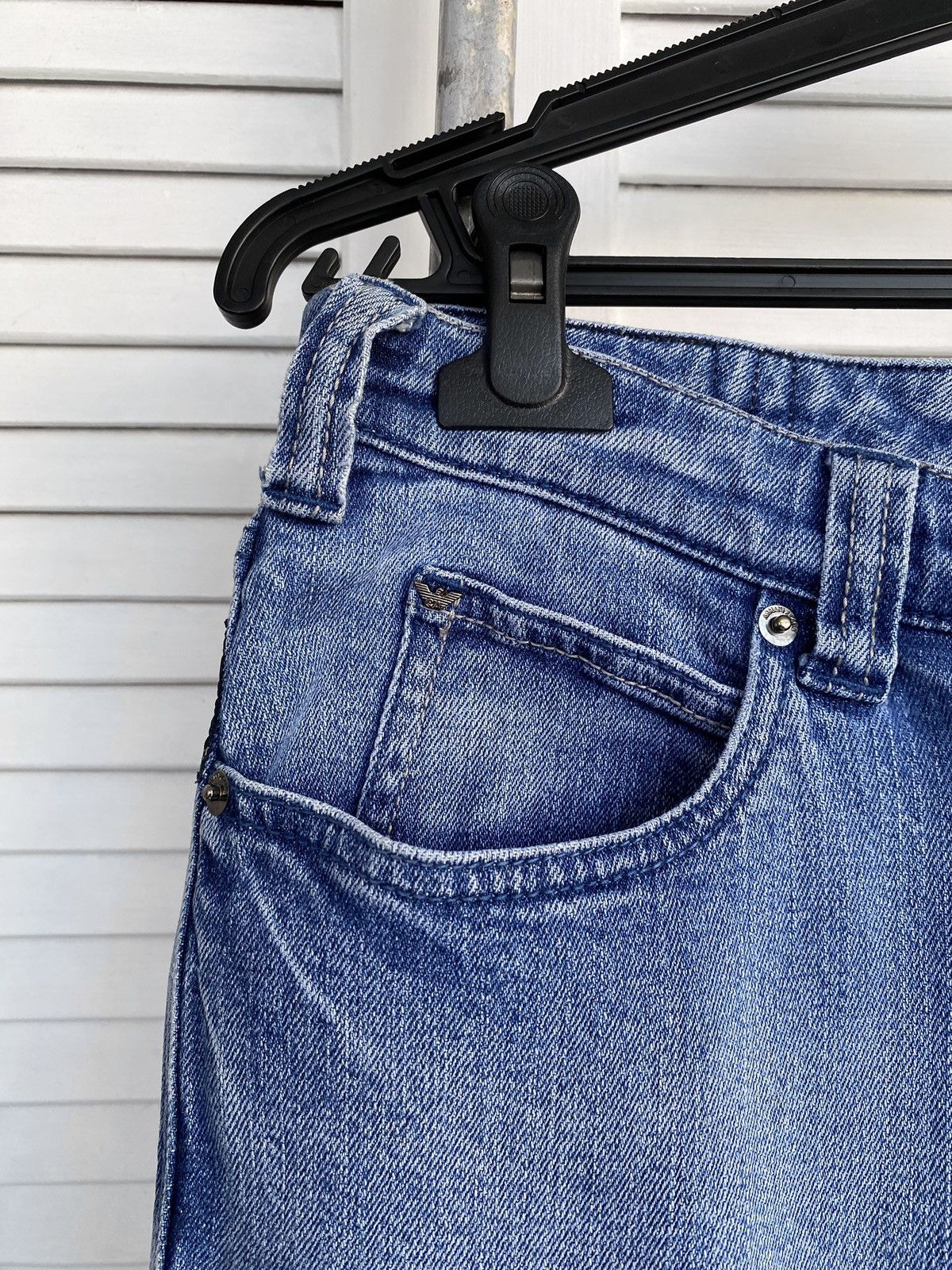 Armani × Giorgio Armani × Vintage Vintage Armani Jeans Y2K Pocket Logo Denim Pants Light Blue Size 31" - 6 Thumbnail
