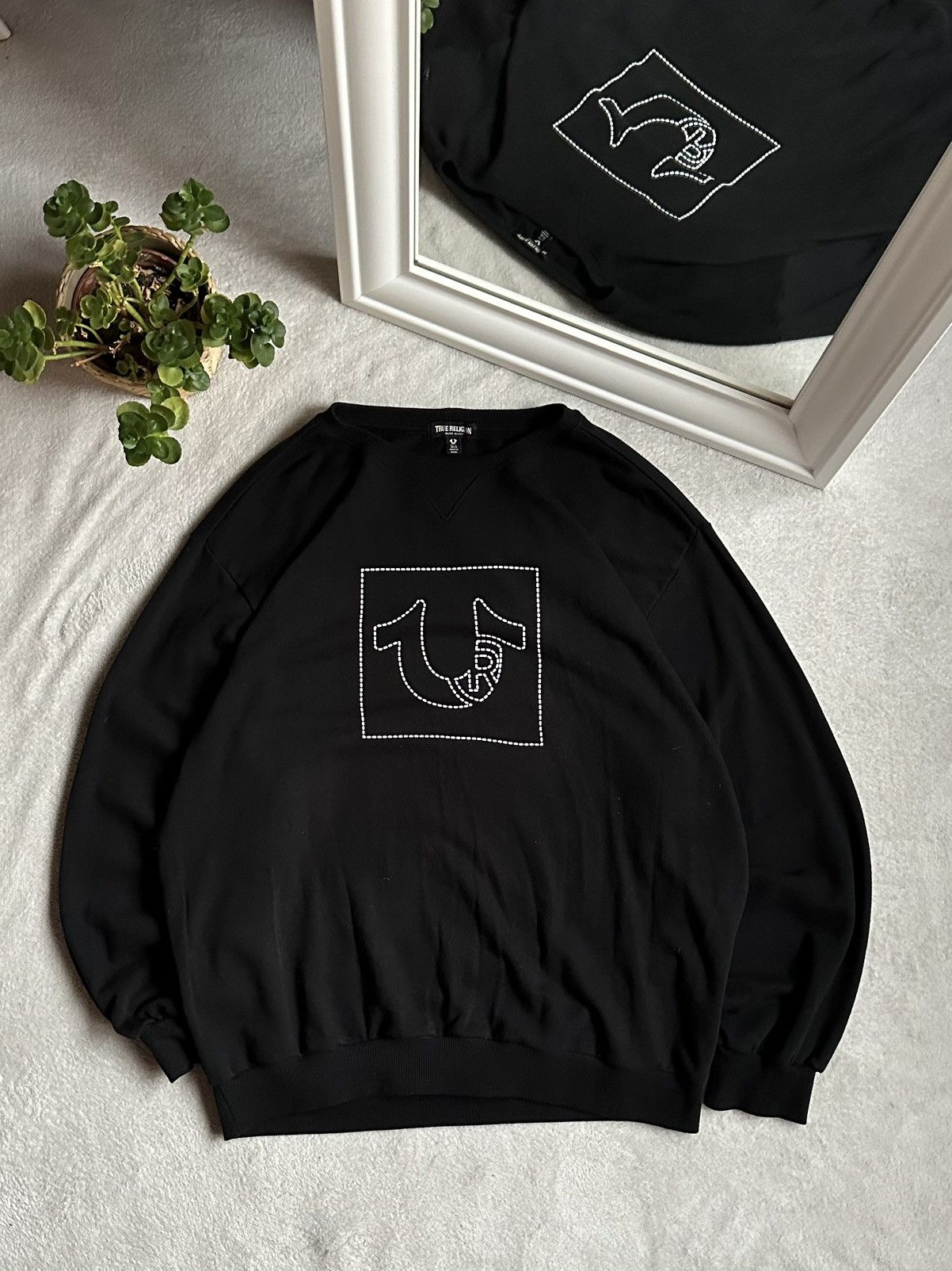 Pre-owned True Religion X Vintage True Religion Vintage Big Logo Streetwear Y2k Sweatshirt In Black
