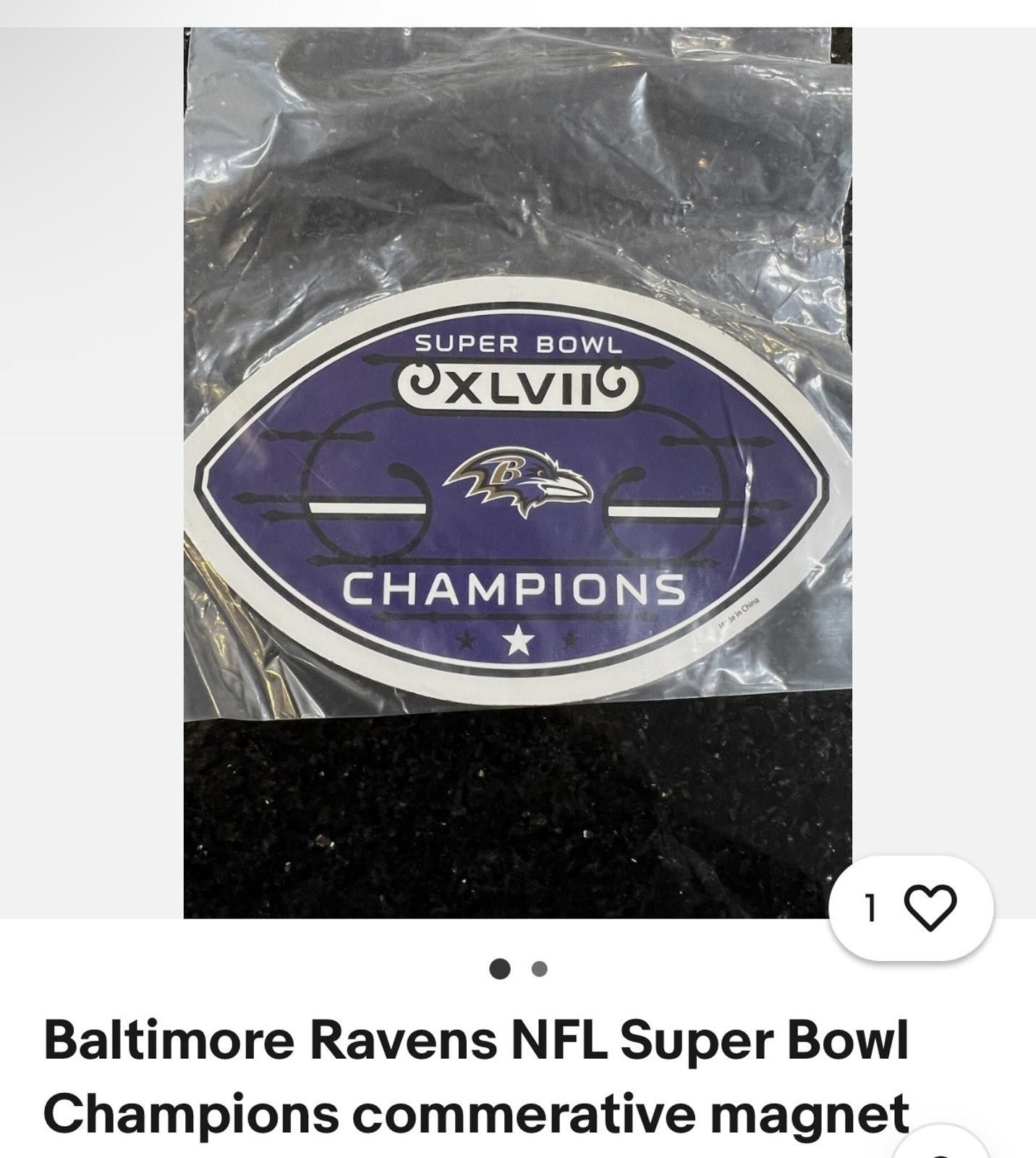 NFL Baltimore Ravens Super Bowl XLVII Champions Commemorative M Size ONE SIZE - 3 Thumbnail
