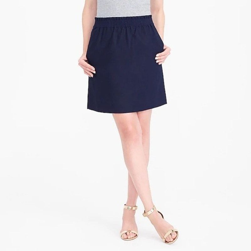 J.Crew J CREW Linen Cotton Sidewalk Mini Skirt Navy Blue Womens 0 Size 25" / US 0 / IT 36 - 5 Thumbnail