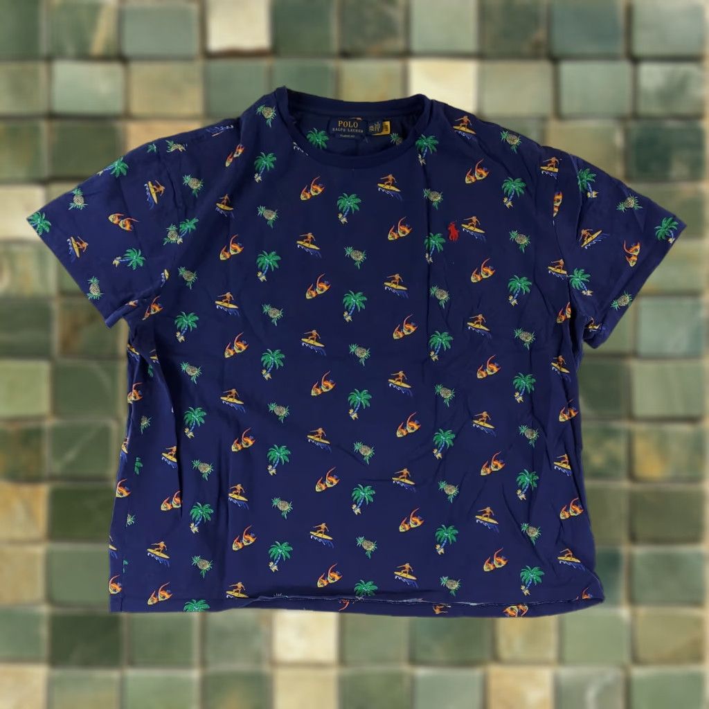 Polo Ralph Lauren Polo Ralph Lauren T Shirt Blue Pineapple Fish Surfer Palm Tree Mens XXL Size US XXL / EU 58 / 5 - 1 Thumbnail