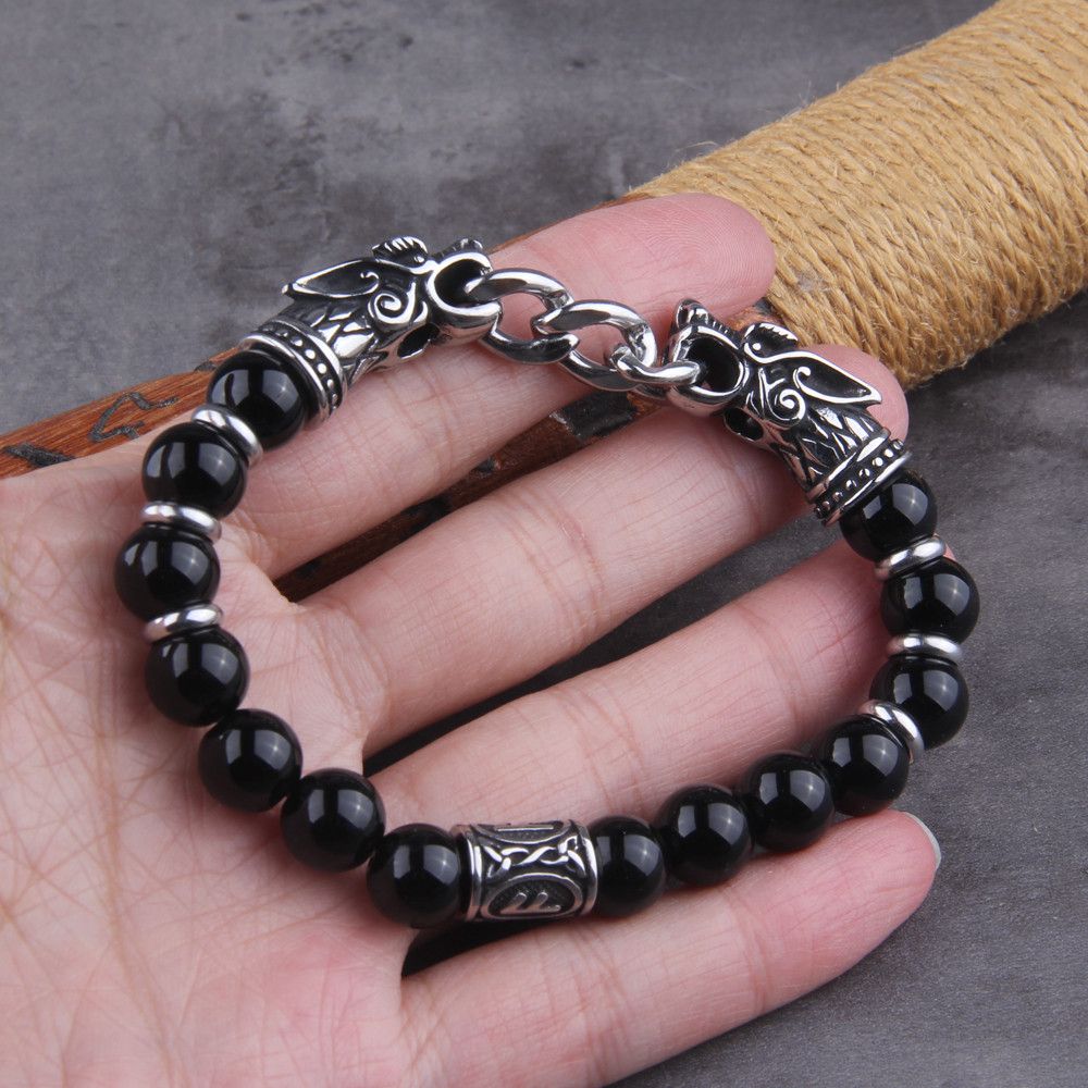 Other Goth Dragon Head Viking Rune Bracelet Size ONE SIZE - 5 Thumbnail