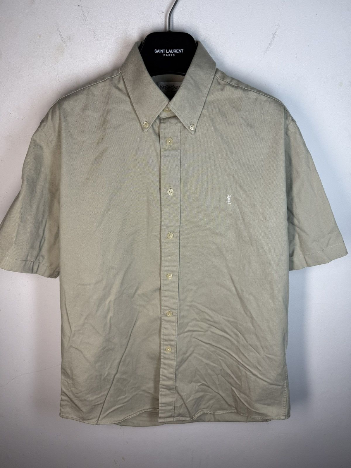 Yves Saint Laurent Beige YSL Shirt Short Sleeve Button Up Collar Vintage Y2K Size US M / EU 48-50 / 2 - 2 Thumbnail