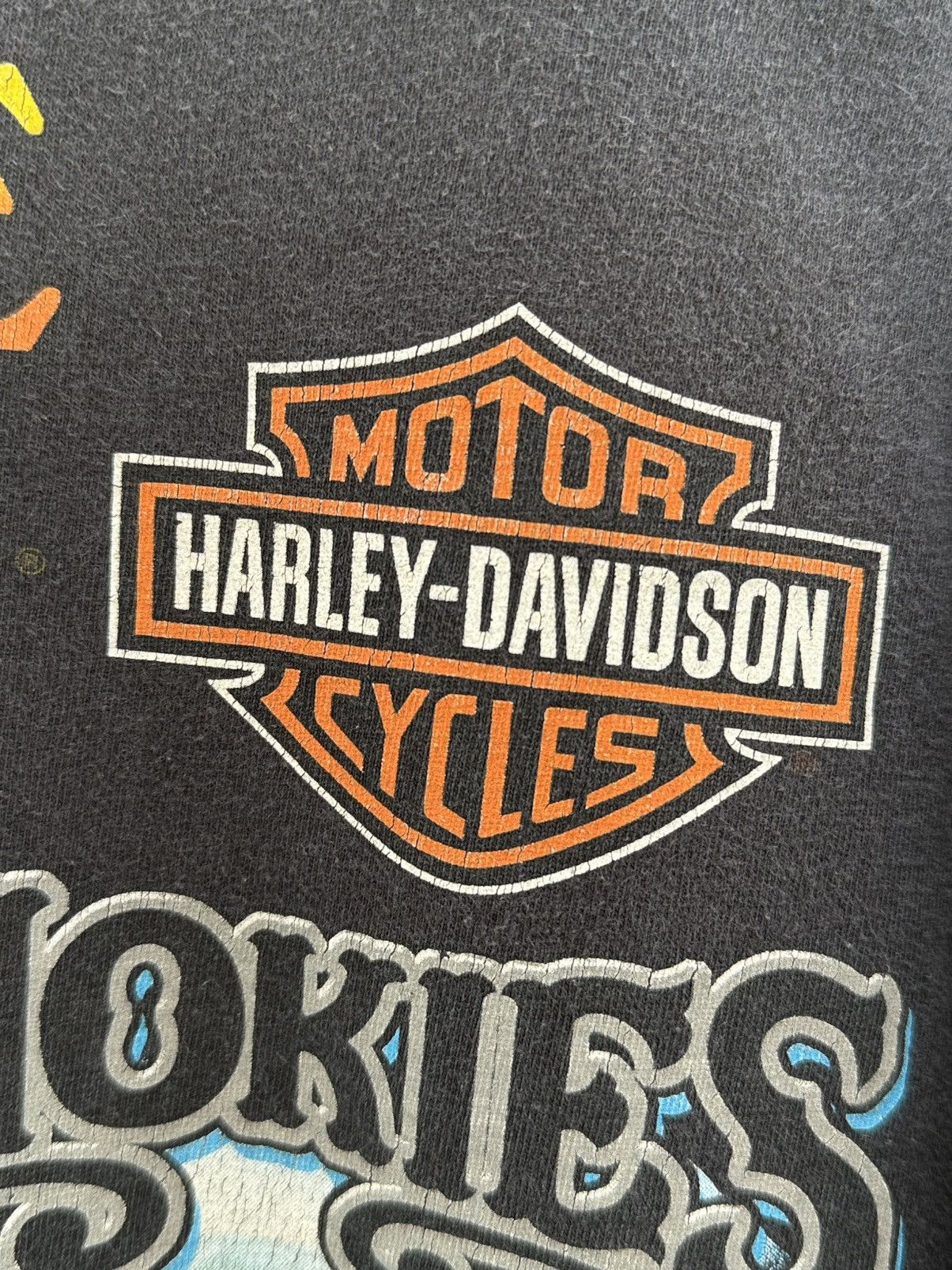 Harley Davidson Thrashed Vintage Harley Davidson Thunder In The Smokies Tee Size US XL / EU 56 / 4 - 4 Thumbnail
