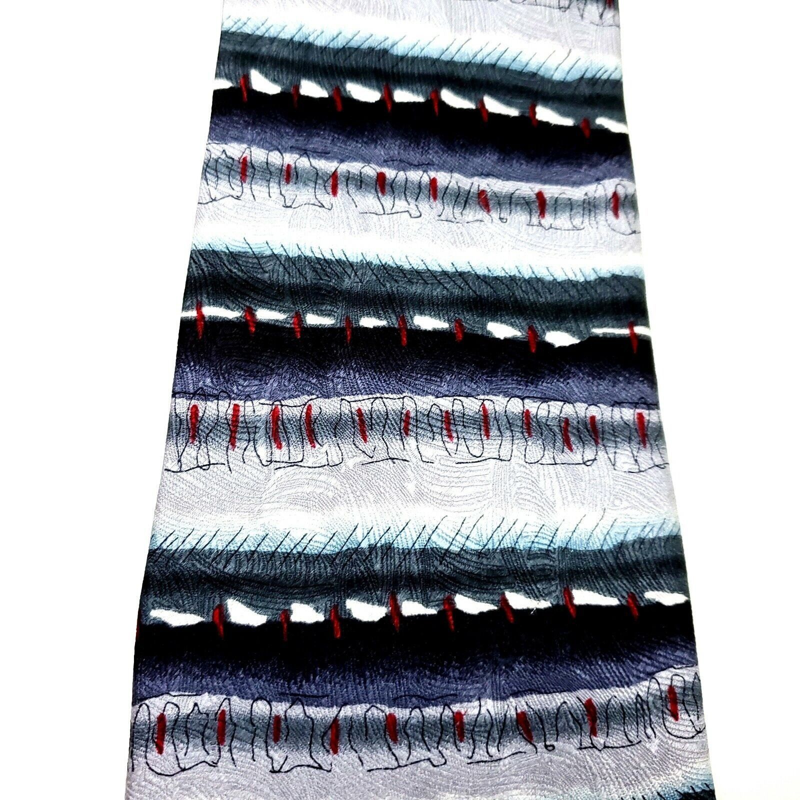 J Ferrar J Ferrar Silk Tie Abstract Silver Wide Print Size ONE SIZE - 2 Thumbnail