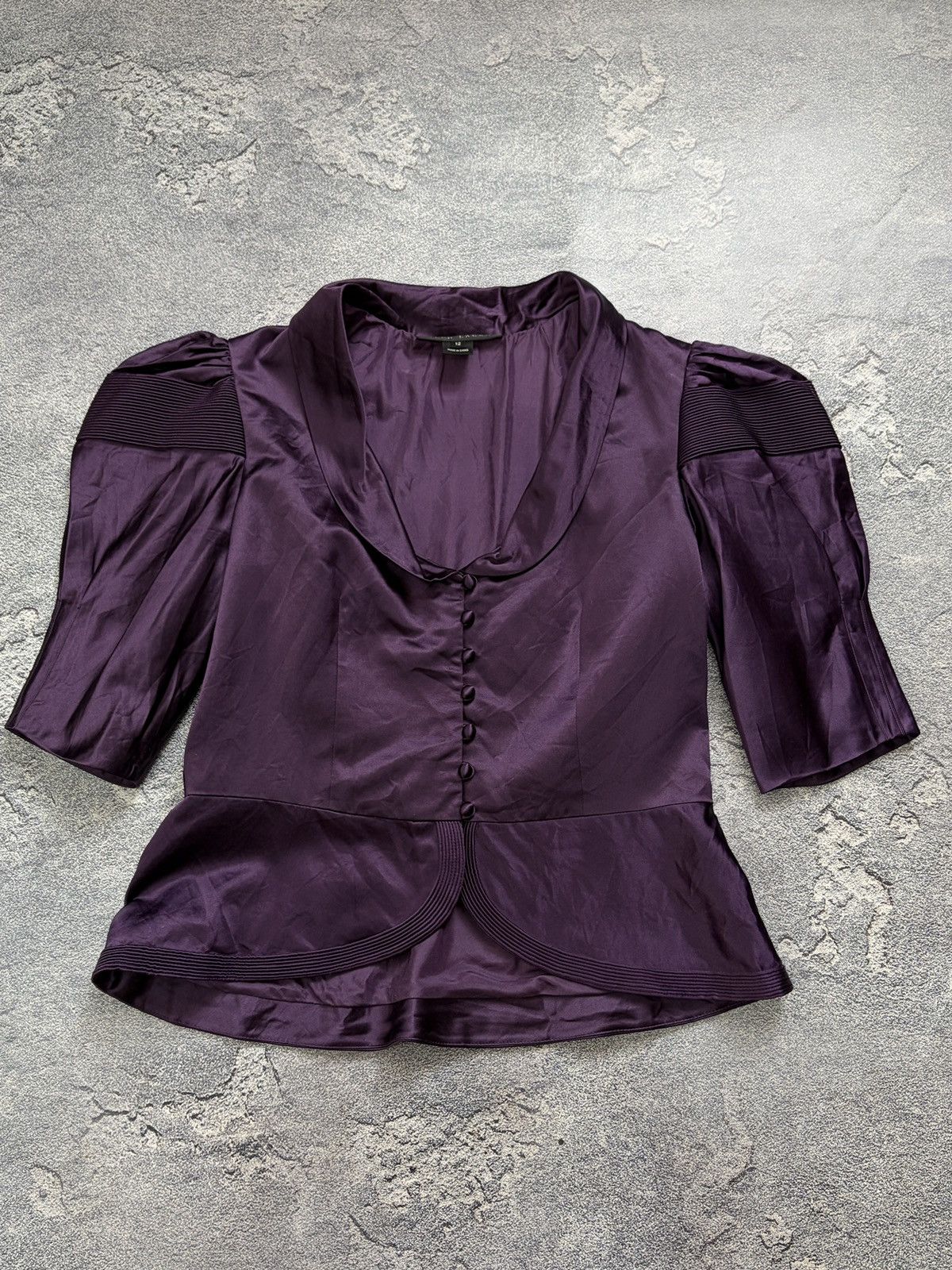 Ralph Lauren Ralph Lauren Purple Silk Blend Puff Sleeve Peplum Blouse 12 Size L / US 10 / IT 46 - 1 Thumbnail