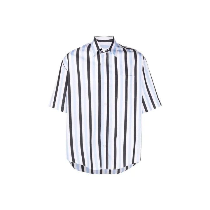 AMI AMIPARIS Striped Short Sleeve Shirt 0079 Size US M / EU 48-50 / 2 - 1 Thumbnail