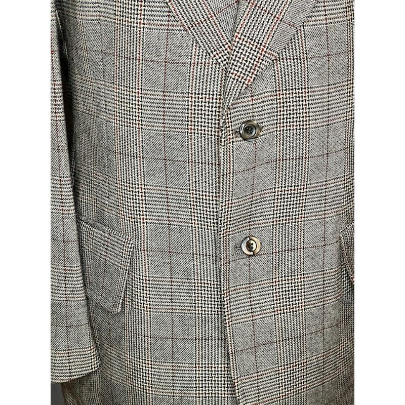 Vintage suit plaid black white brown 1980s Size 44R - 5 Thumbnail