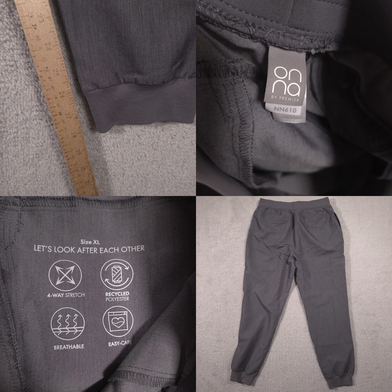 Vintage Onna by Premier Pants Womens XL Gray Jogger Way Stretch Zip Pocket Athletic Size 40" / US 18 - 8 Thumbnail