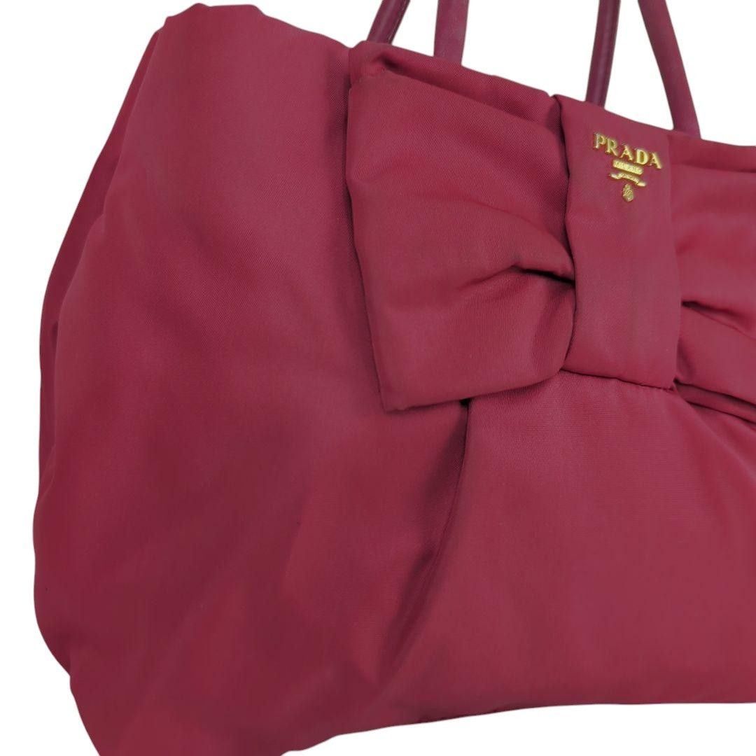 Prada Prada - Leather Ribbon Handbag Pink Red Gold Hardware Size ONE SIZE - 2 Thumbnail