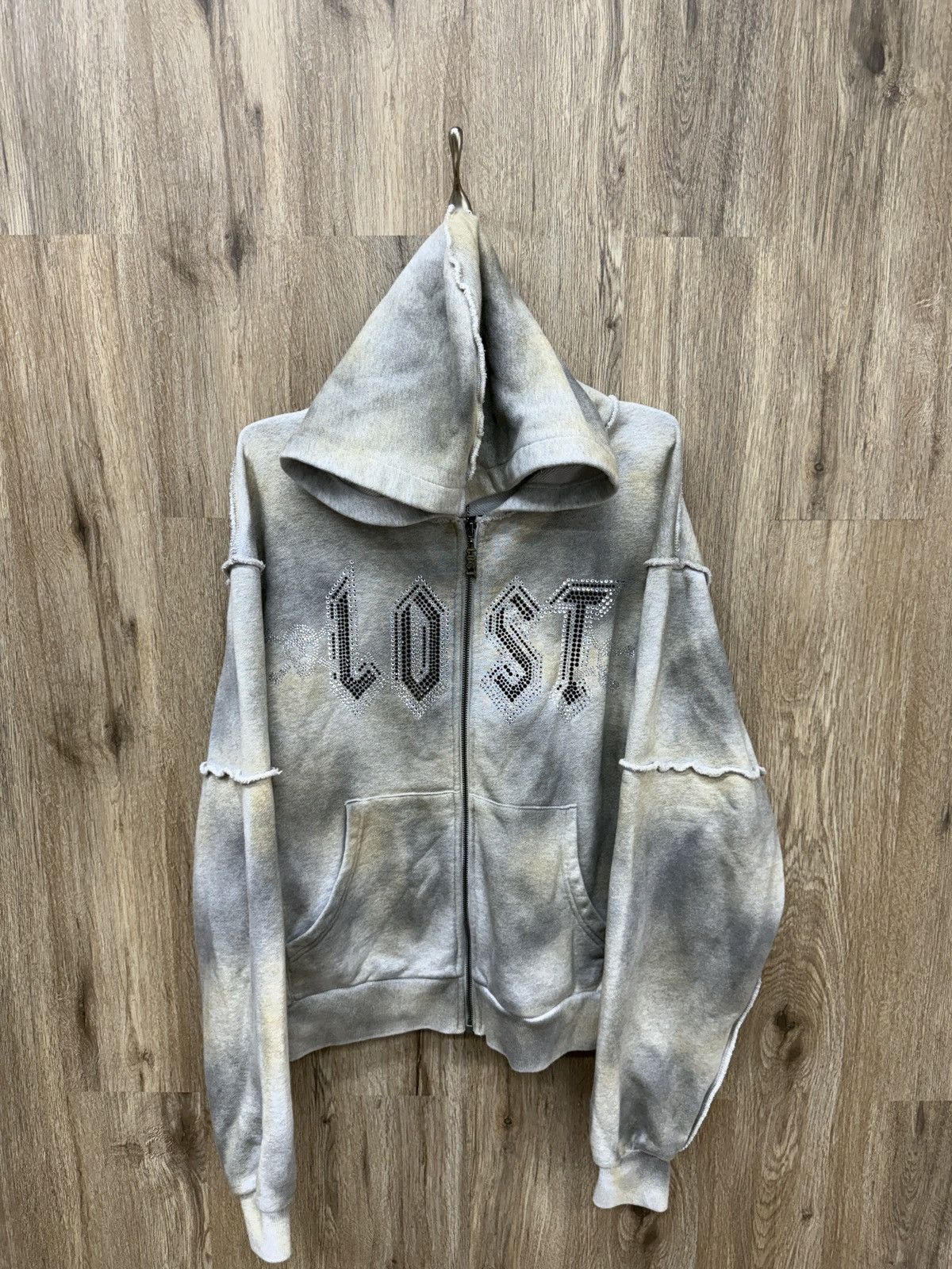 LOST INTRICACY Lost Intricacy Grey Zip Up Hoodie | Grailed