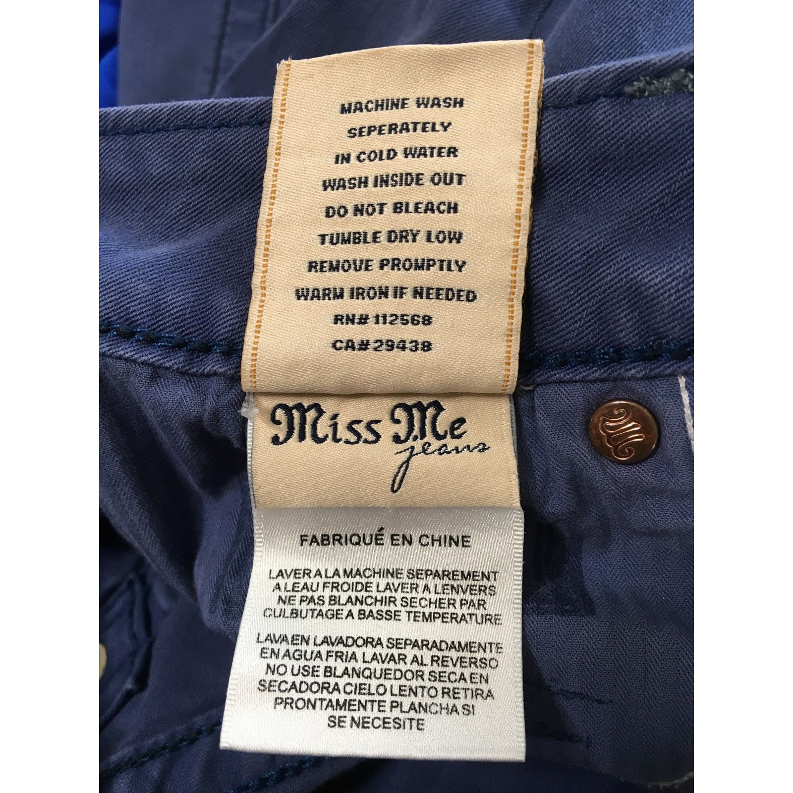 Miss Me Miss Me Denim Brand, Skinny, Cobalt Blue Jeans, Size 26 Size 26" / US 2 / IT 38 - 9 Thumbnail