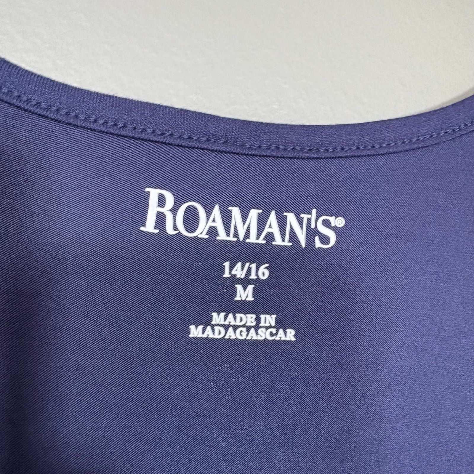 Other Roaman's Navy Blue Boho Lace Trim Tunic Length Top Size XXL / US 16-18 / IT 52-54 - 4 Thumbnail