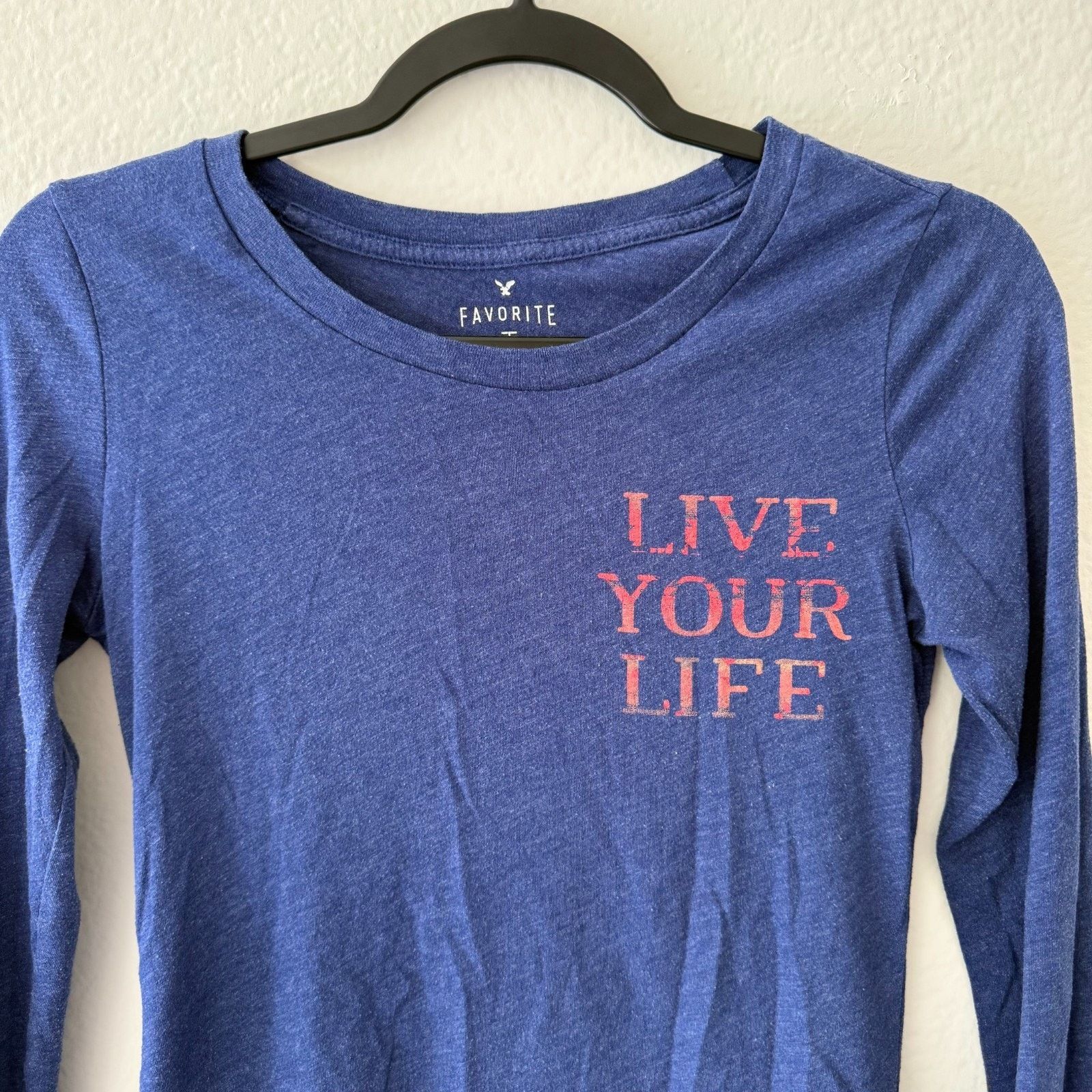 American Eagle Outfitters American Eagle Graphic Long Sleeve Shirt Blue Top XS Size XS / US 0-2 / IT 36-38 - 2 Thumbnail