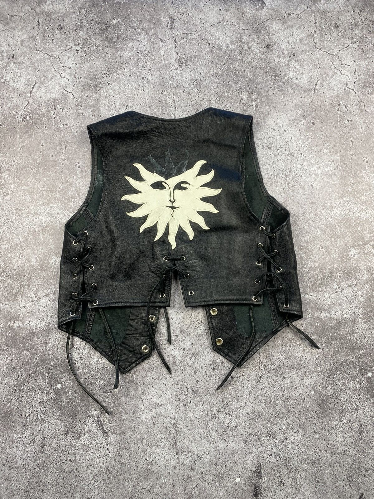 Vintage Vintage Rick Owens style sun Y2K Leather Vest Made in USA Size ONE SIZE - 5 Thumbnail