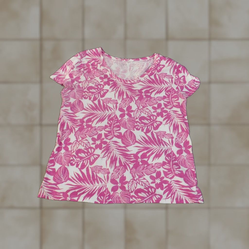 Ann Taylor Ann Taylor Loft Loft top Floral Purple V-Neck Short Sleeve Pullover Women L Purple Casual Cotton Rayon Regular Womens Size L / US 10 / IT 46 - 1 Thumbnail