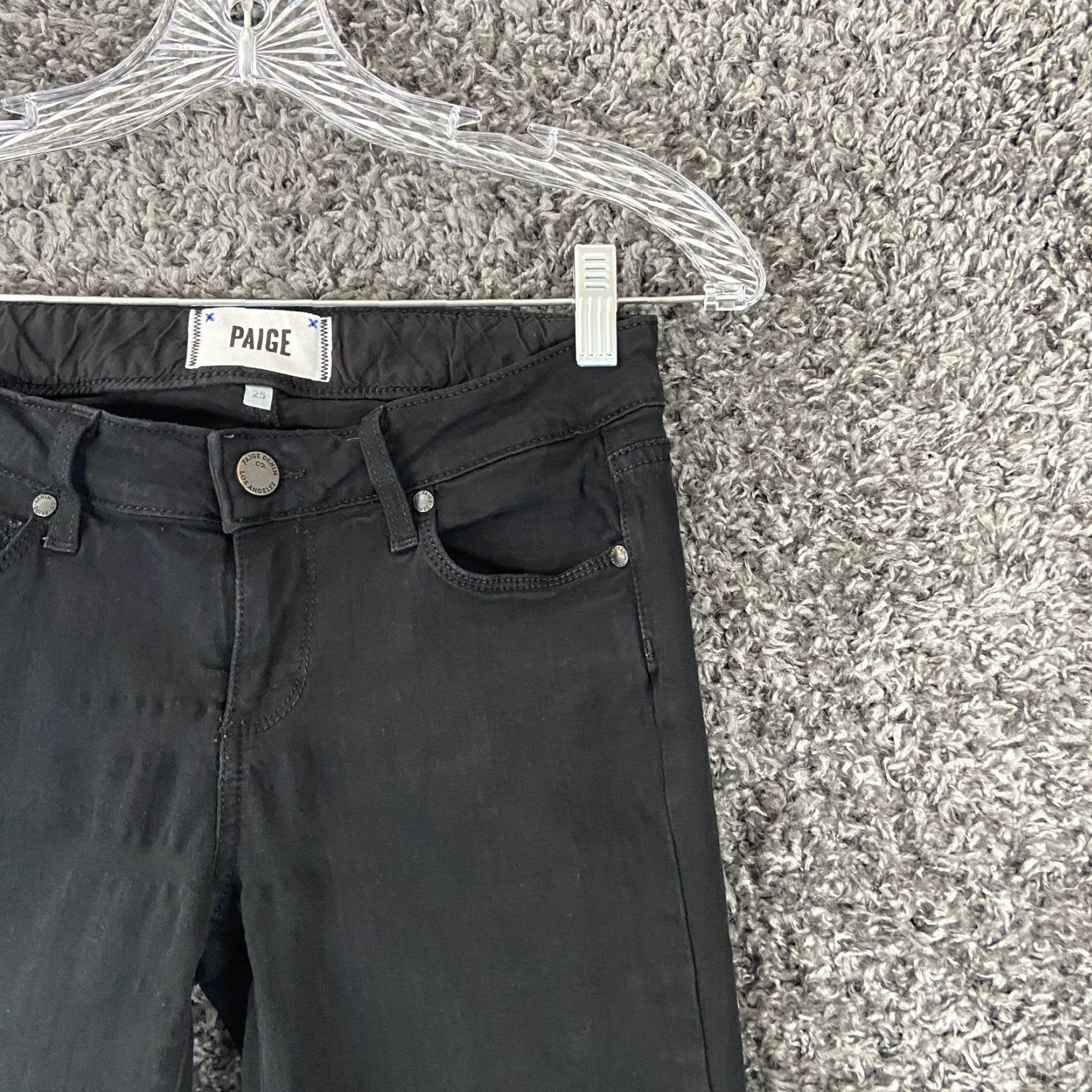 Paige PAIGE Women’s Skyline Skinny Jeans 28 Black Dark Wash Zippers Size 28" / US 6 / IT 42 - 3 Thumbnail
