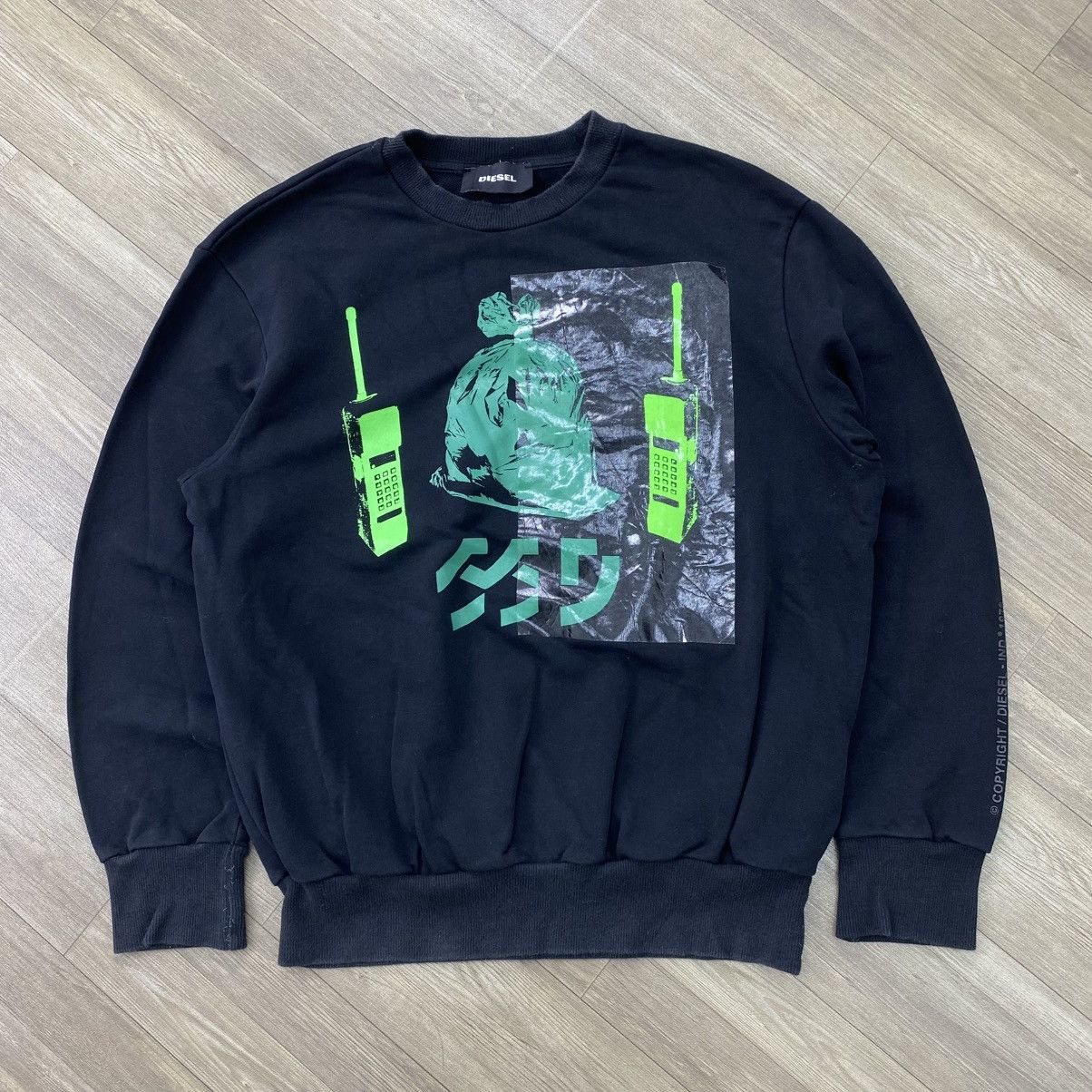 Diesel Diesel Partly Laminated Graphic Printed Sweatshirt Size US S / EU 44-46 / 1 - 1 Thumbnail