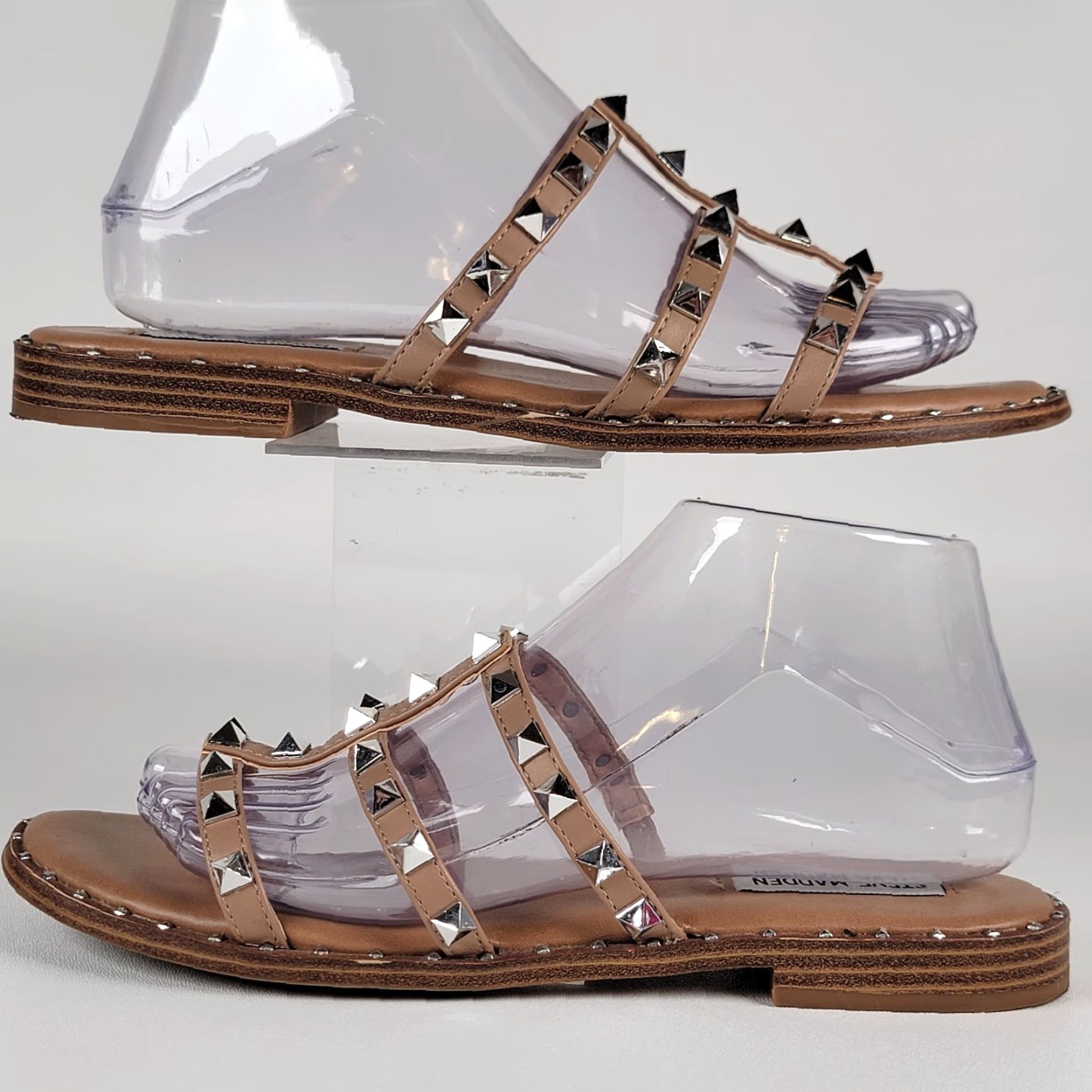 Steve Madden Steve Madden Sandal Women 8 Lowell Tan Silver Studded Strappy Casual Flat Heel Sneakers? Size US 8 / IT 38 - 5 Thumbnail