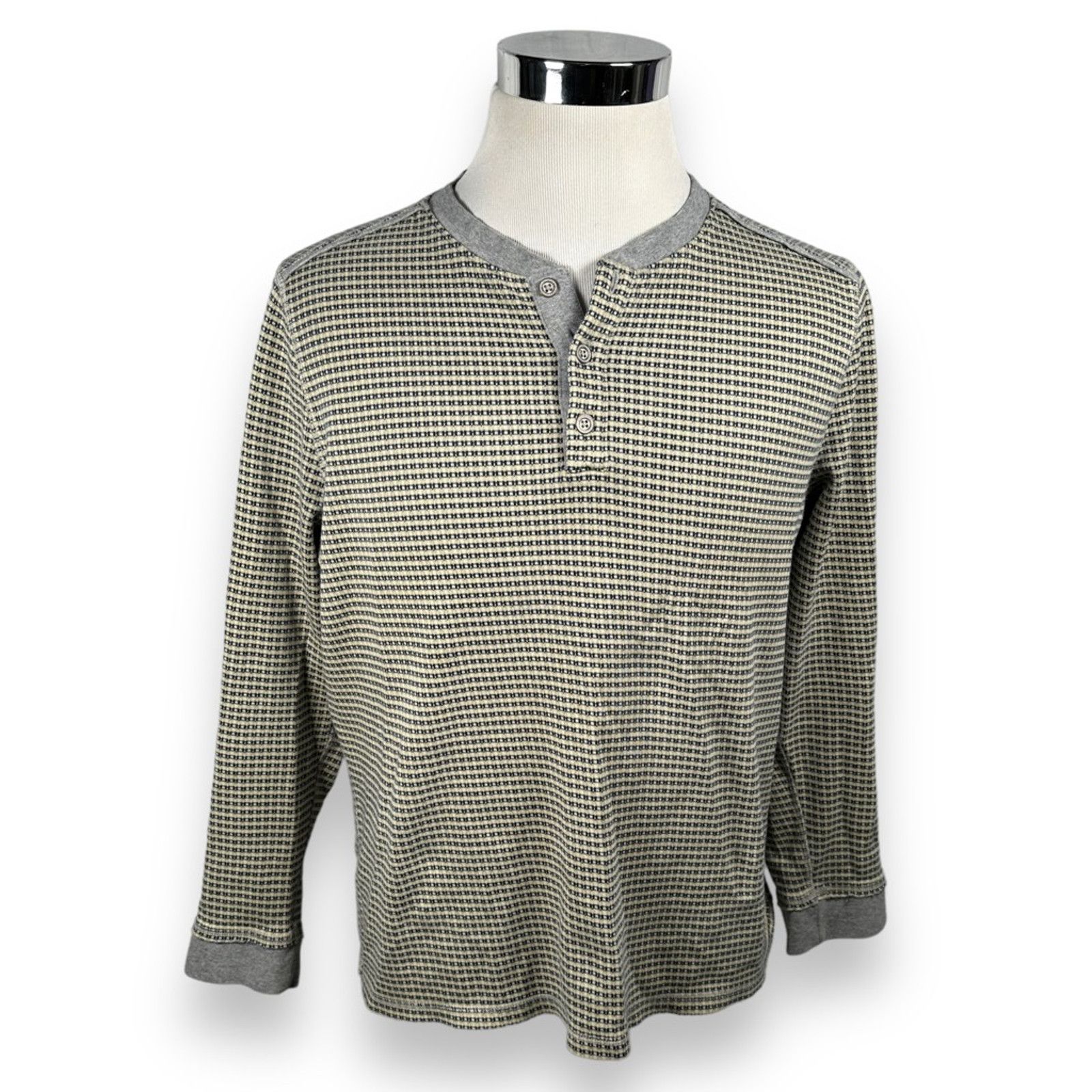 Carbon2Cobalt Carbon 2 Cobalt Henley Geometric Cotton Sweatshirt Beige L Size US L / EU 52-54 / 3 - 1 Thumbnail