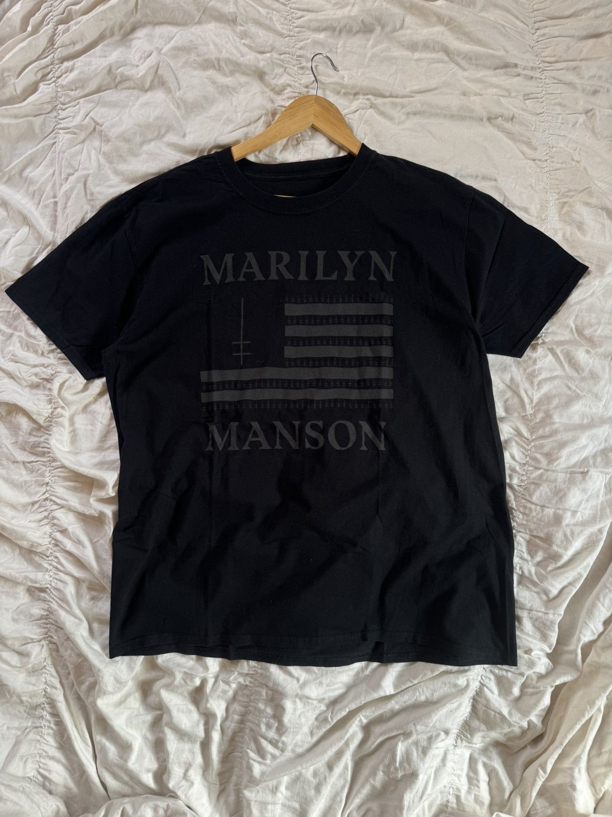 Marilyn Manson Marilyn Manson black flag reflective tee Size US XL / EU 56 / 4 - 2 Thumbnail