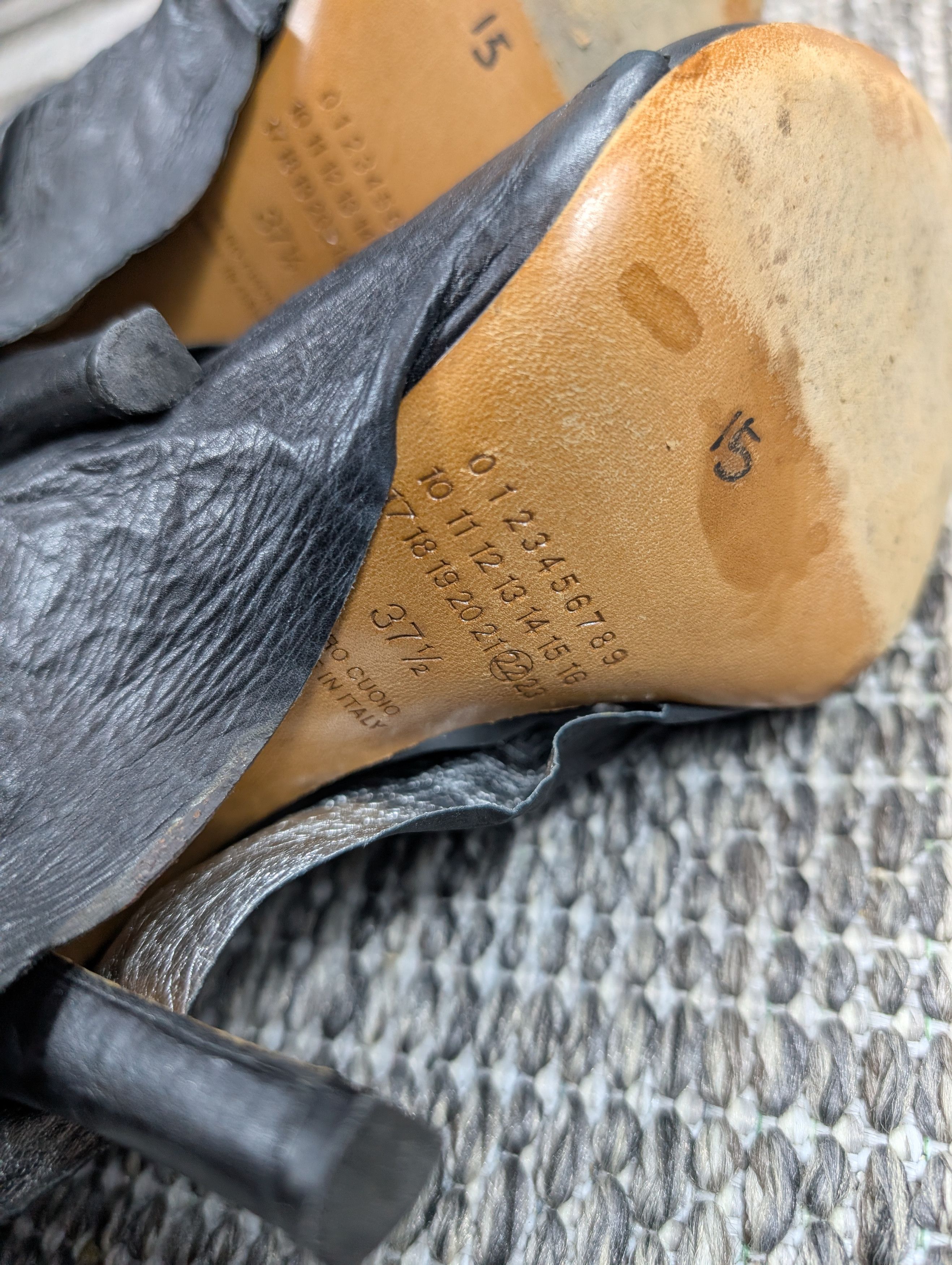 Maison Margiela Maison Margiela Paper Bag Crinkled Leather Open Toe Heels Size US 7.5 / IT 37.5 - 7 Thumbnail